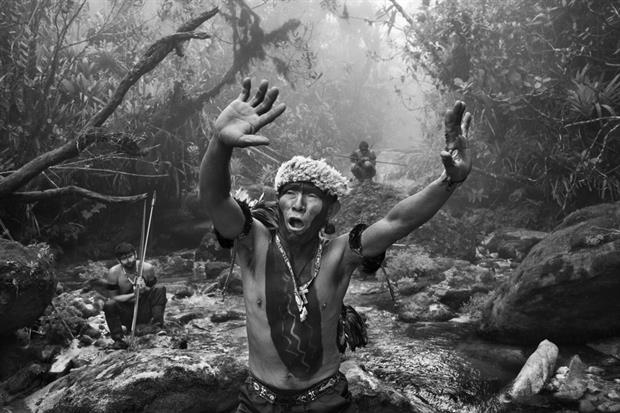 Il ritratto di uno sciamano del popolo Yanomami nel cuore della foresta. Una delle immagini che al Maxxi di Roma raccontano l'Amazzonia