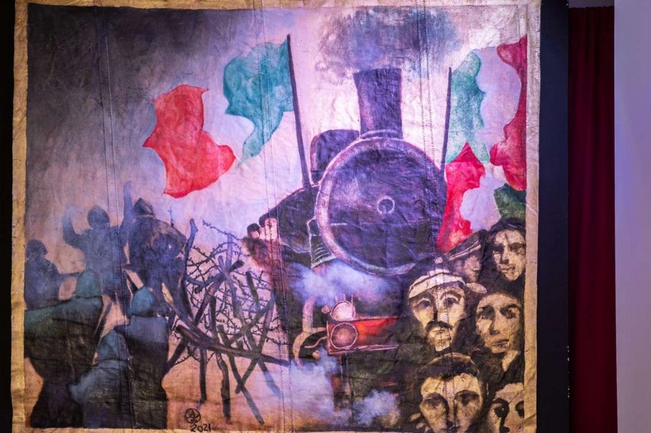Il quadro del pittore Federico Anselmi dal titolo 'Il treno del soldato'