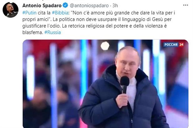 Il tweet di padre Antonio Spadaro, direttore della Civiltà Cattolica
