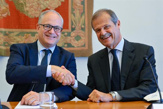 Il sindaco di Roma, Roberto Gualtieri con il presidente di Atlantia, Giampiero Massolo