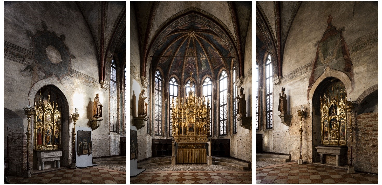 Venezia, San Zaccaria: cappella di San Tarasio, veduta d'insieme dei tre polittici
