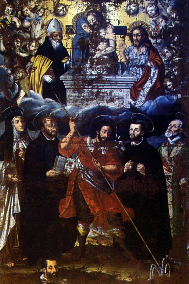 Il dipinto nel convento di Toro (Cb) con i cinque santi canonizzati insieme nel 1622, nella sua interezza