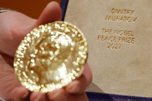 La medaglia d'oro del premio Nobel Muratov