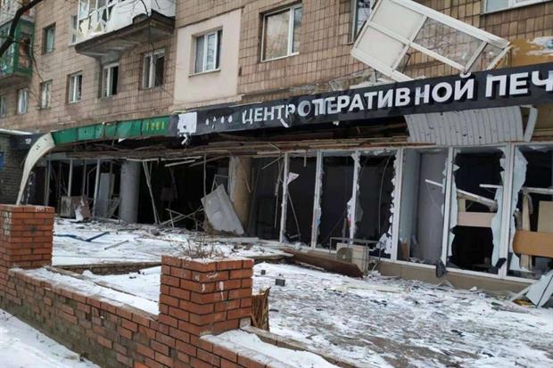 Un quartiere residenziale gravemente danneggiato, Mariupol