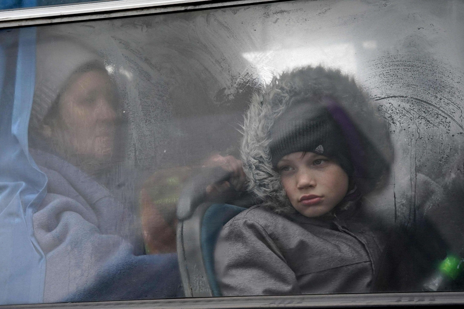 Un bimbo ucraino sfollato in Polonia