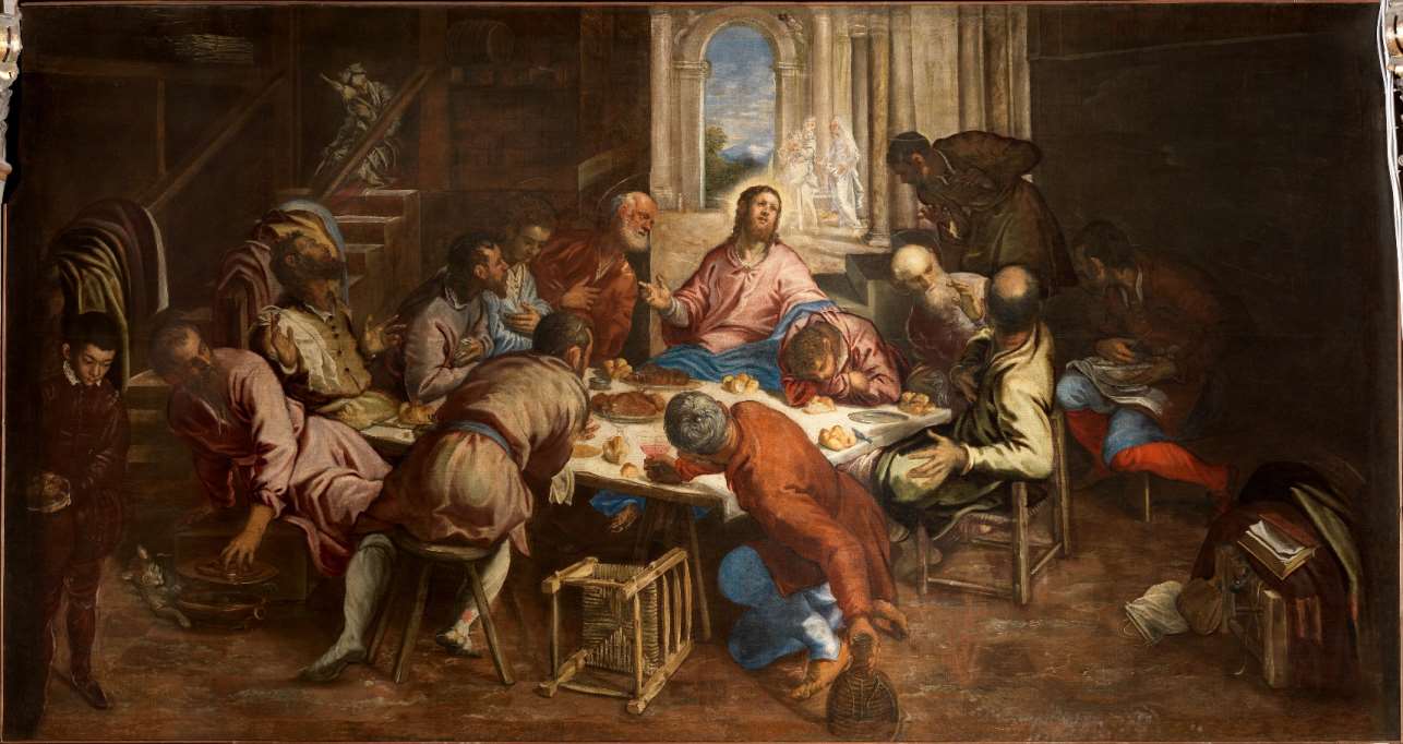 Jacomo Robusti, detto il Tintoretto, 'Ultima cena', 1561-1566, olio su tela. Venezia, chiesa dei Santi Gervasio e Protasio, detta di San Trovaso