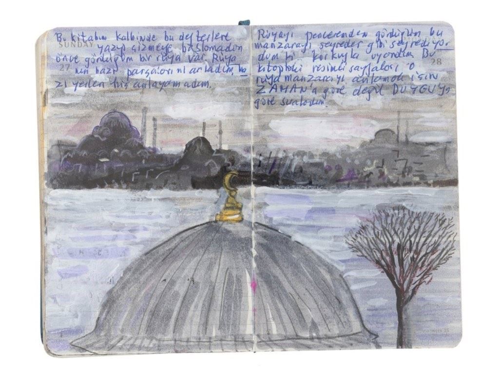 Le pagine di un taccuino dello scrittore premio Nobel Orhan Pamuk