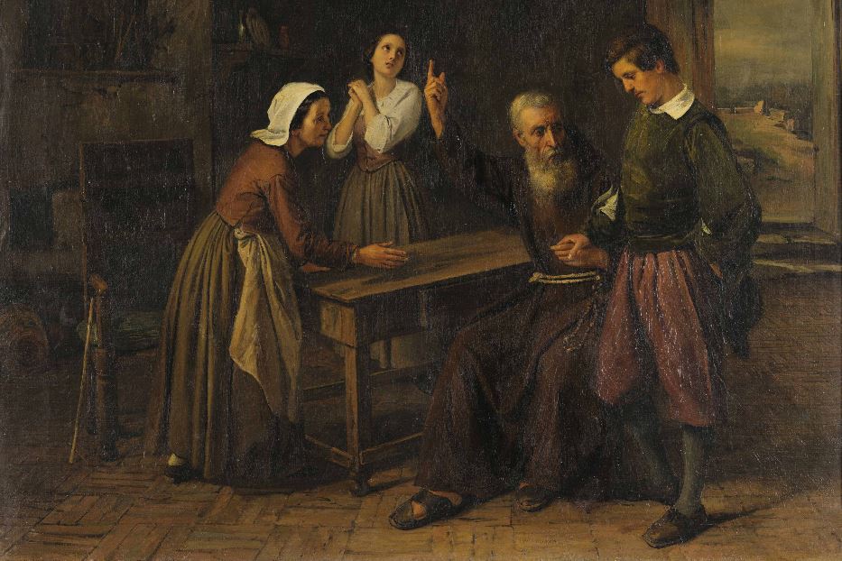 Giuseppe Pensabene, “Fra Cristoforo, Agnese, Renzo e Lucia”, 1861, olio su tela. Palermo, Galleria d’Arte Moderna