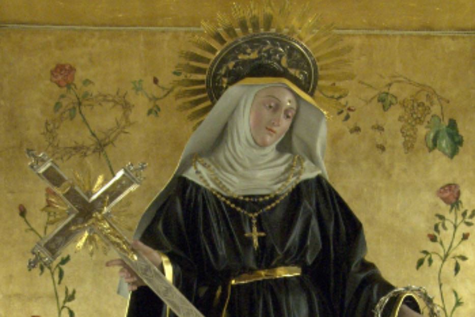 Il simulacro di santa Rita da Cascia venerato nella chiesa di San Giovanni La Punta