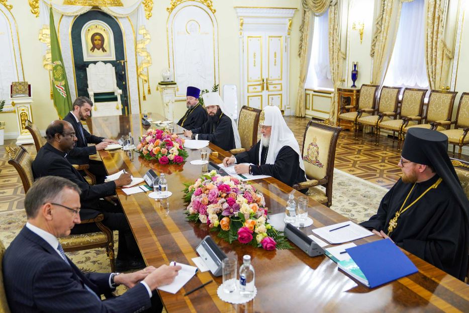 A Mosca, lo scorso maggio, l'incontro fra il patriarca russo Kirill e la delegazione del Consiglio ecumenico delle Chiese in 'missione di pace'