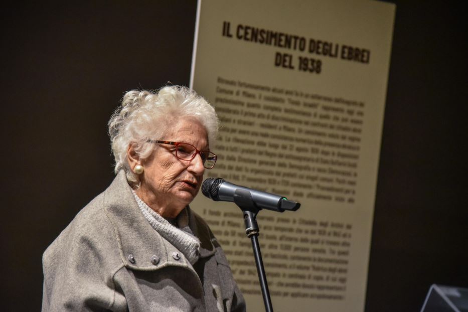 La senatrice a vita Liliana Segre al Memoriale della Shoah a Milano