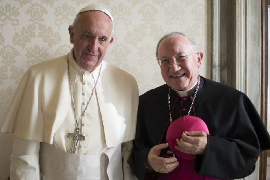 Papa Francesco con l’arcivescovo Aldo Cavalli, visitatore apostolico a Medjugorje