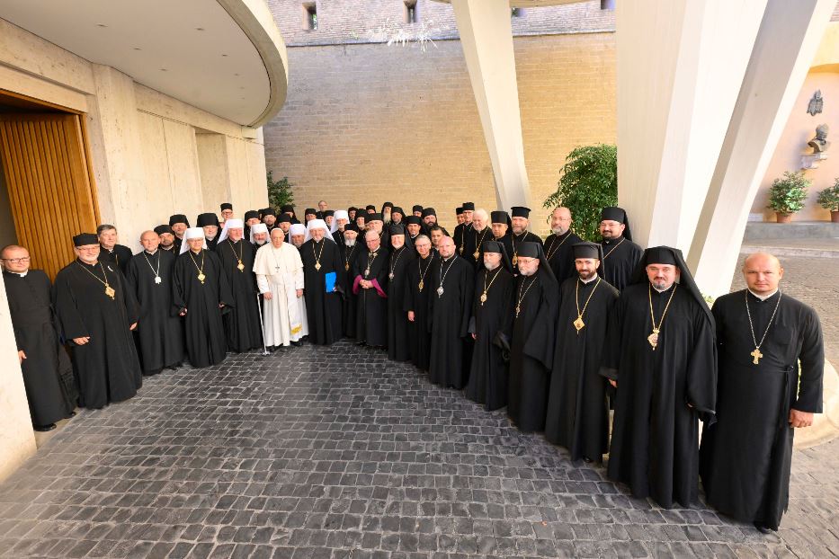 Papa Francesco con i vescovi della Chiesa greco-cattolica ucraina