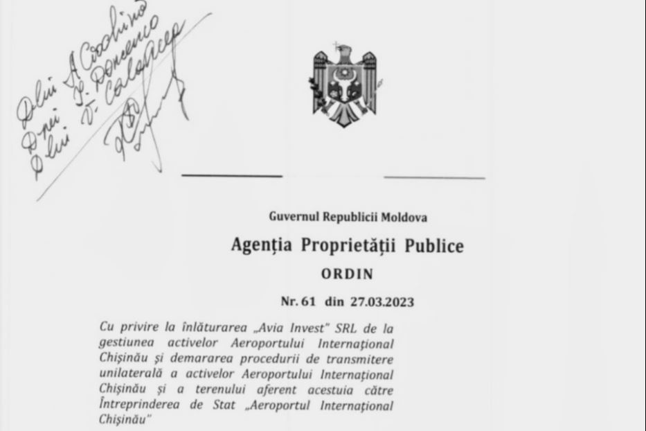 Il documento con cui la Moldavia interrompe gli accordi con la società russa riconducibile all ex agente del Kgb e ora senatore Basiuk