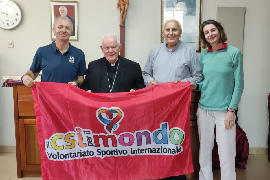 Massimo Ichini, il vescovo Santasiero, don Antonio Colombo e Valentina Piazza