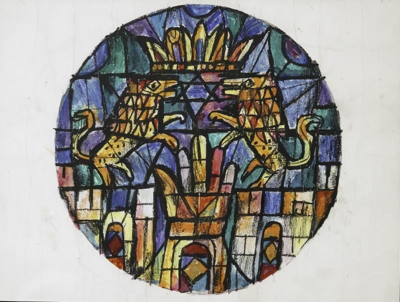 Emanuele Luzzati, bozzetto per le vetrate della Sinagoga di Genova (1959 circa)