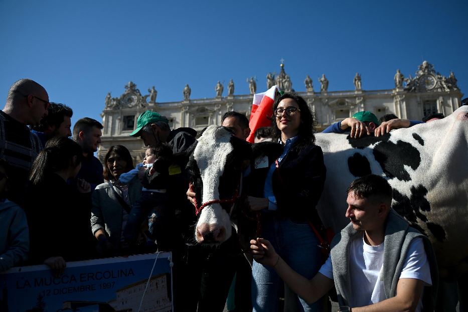 Un gruppo di allevatori in Piazza San Pietro