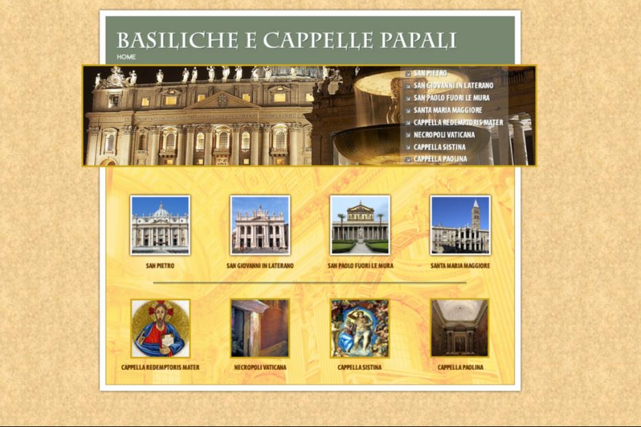 Il portale che conduce alla “mappa” delle Basiliche e Cappelle Papali