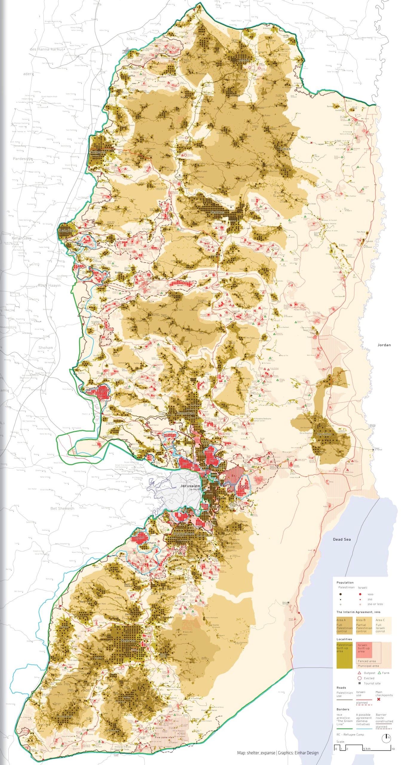 La mappa aggiornata degli insediamenti israeliani in Cisgiordania