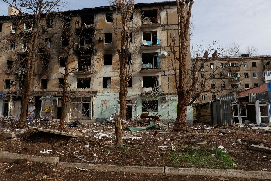 Gli edifici distrutti ad Avdiivka nella regione di Donetsk