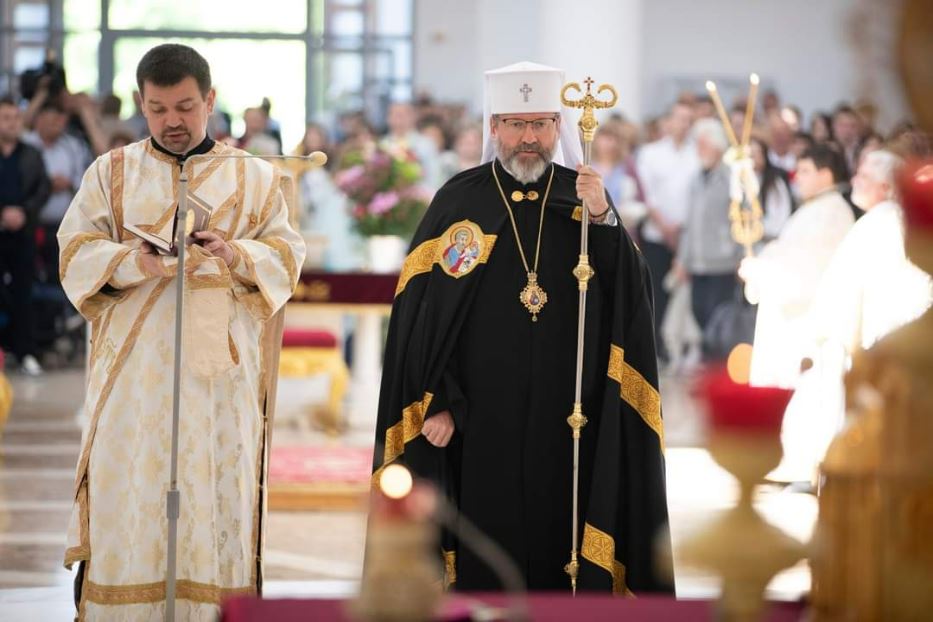 Il capo della Chiesa greco-cattolica, l’arcivescovo maggiore Sviatoslav Shevchuk, durante una celebrazione della Settimana Santa