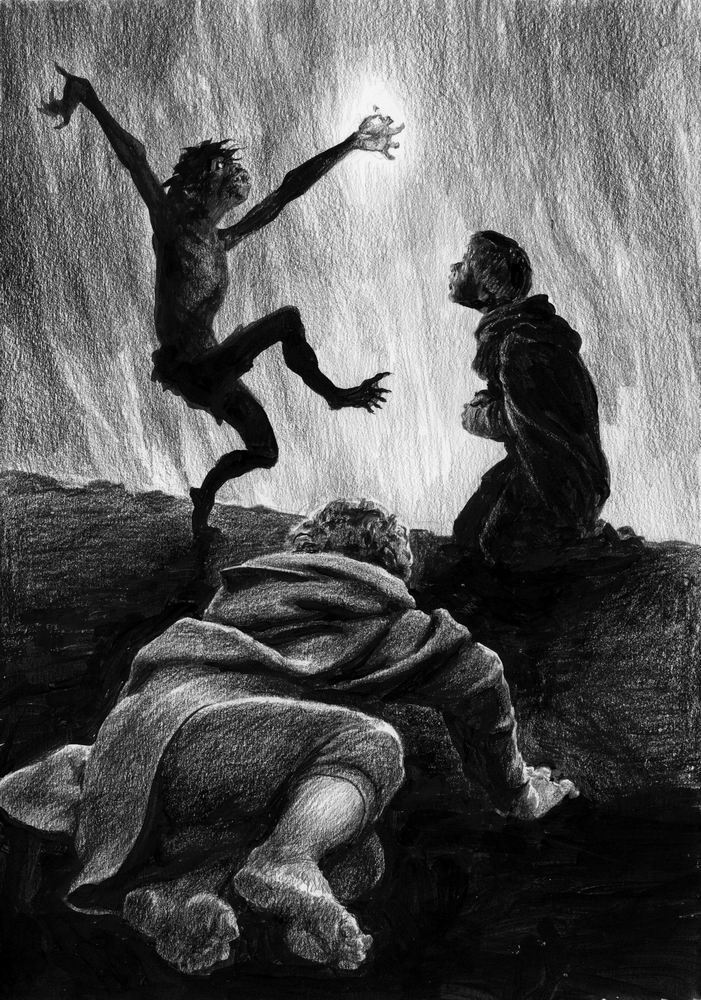 La distruzione dell’Anello sul Monte Fato in un’illustrazione di Denis Gordeev