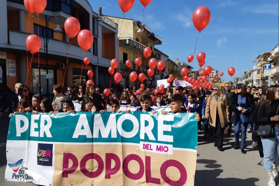 Una delle manifestazioni in ricordo di don Peppe Diana promossa nel tempo da Libera