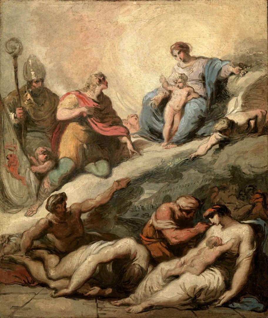 Felice Giani, “I santi Clemente e Vitale pregano la Vergine per la fine del morbo” (18051810)