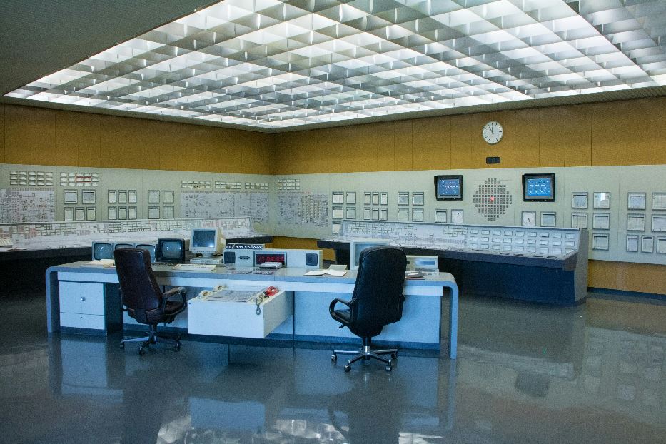 La sala di controllo della centrale nucleare austriaca di Zwentendorf