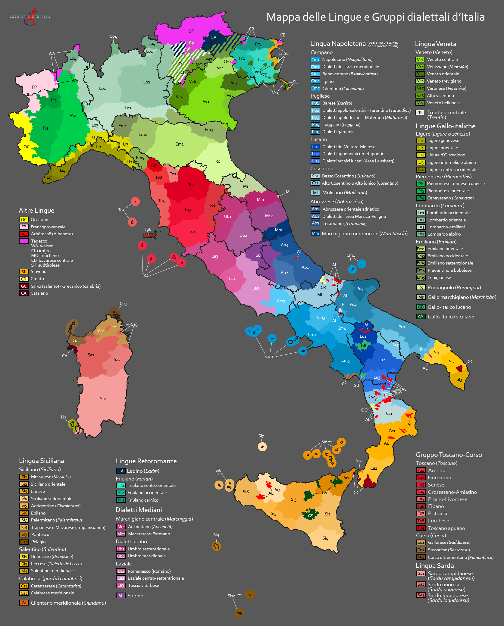 Mappa dei dialetti d'Italia