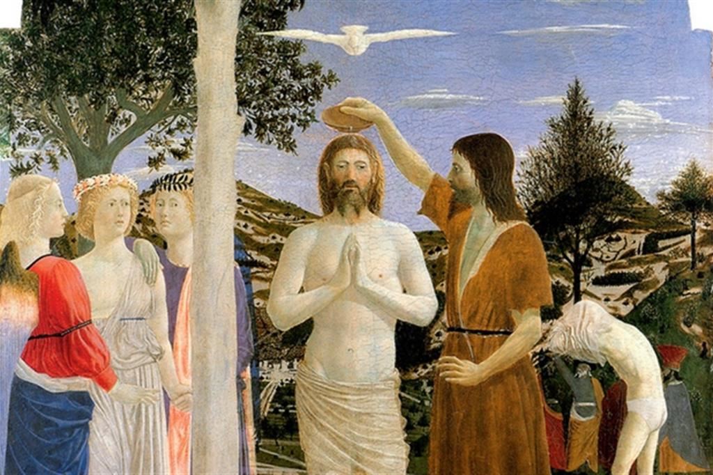Piero della Francesca, Battesimo di Cristo, particolare
