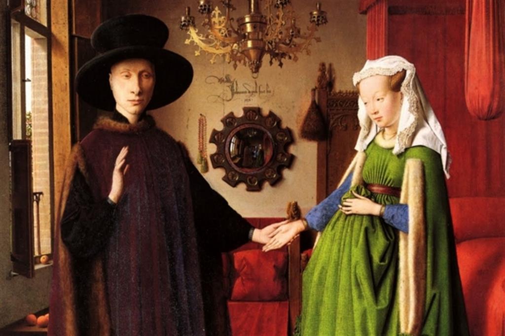 Un particolare del quadro dei Coniugi Arnolfini di Jan van Eych