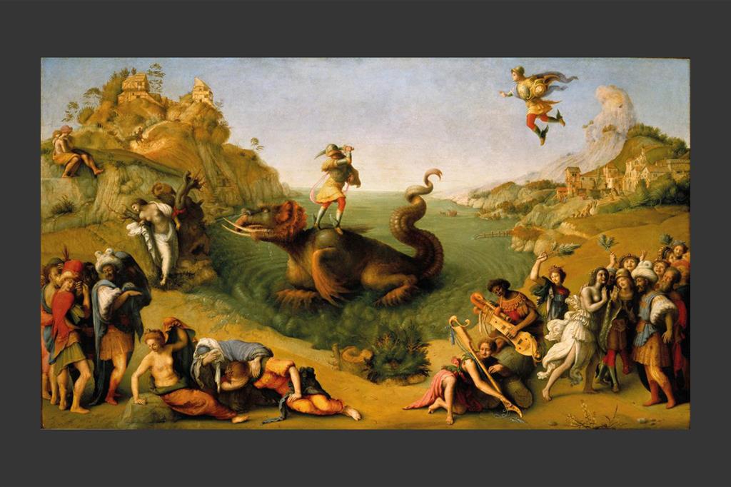 Piero di Cosimo, Andromeda liberata da Perseo, 1510. Firenze, Galleria degli Uffizi. Il soggetto mitologico è alla base dell'episodio di Olimpia - 