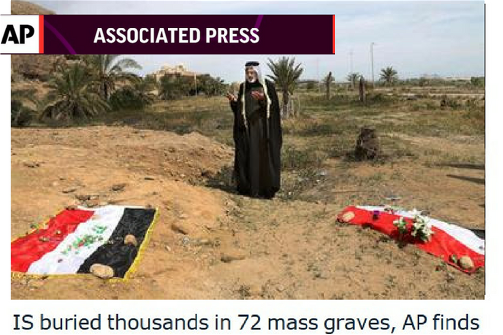 Daesh, scoperte 72 fosse comuni in Iraq e Siria 