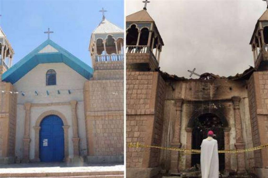L'edificio sacro prima e dopo l'incendio