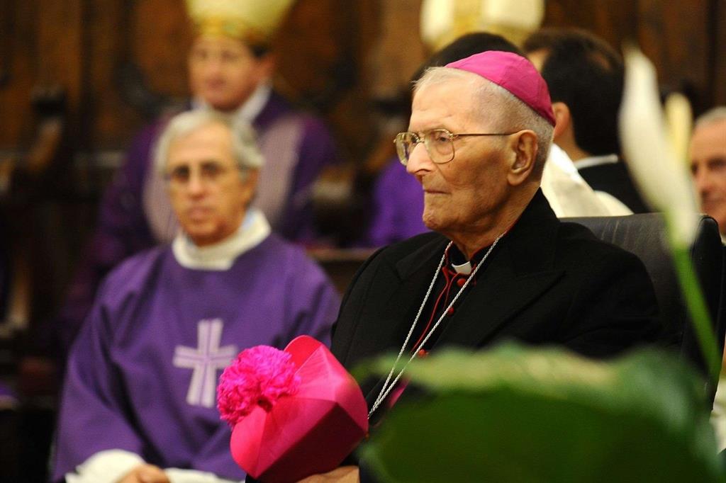Il vescovo emerito di Foligno, Giovanni Benedetti, durante la Messa per i suoi cento anni nel marzo 2017