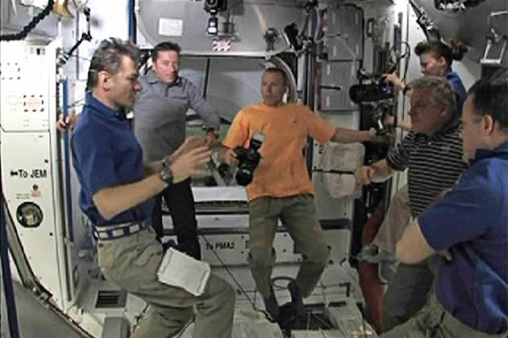 L'astronauta Paolo Nespoli nella stazione spaziale internazionale
