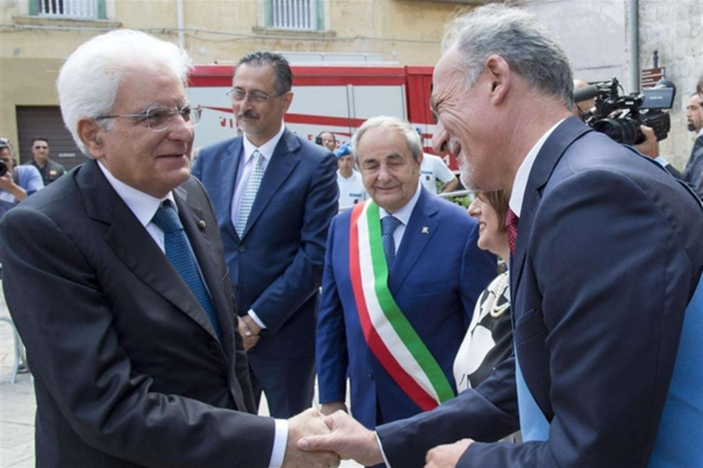 Il presidente Mattarella al suo arrivo oggi a Matera