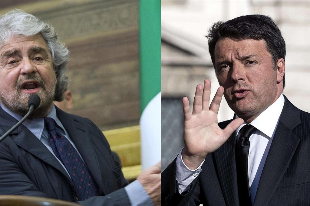 Beppe Grillo (M5S)  e Matteo Renzi (Pd)