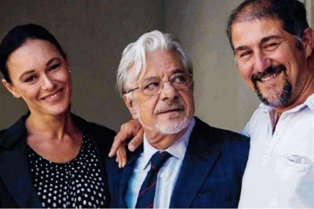Amedeo Gagliardi con Giancarlo Giannini e Veronica Urban sul set di “Mamma non vuole”