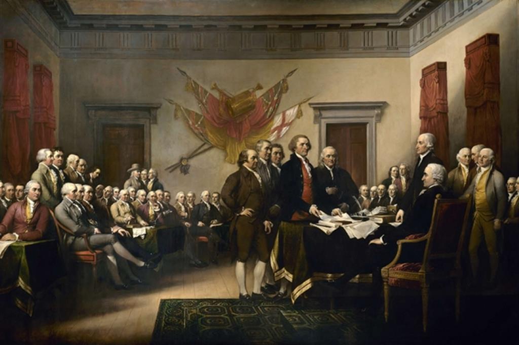 1776. La firma della dichiarazione d’indipendenza americana in un dipinto di John Trumbull