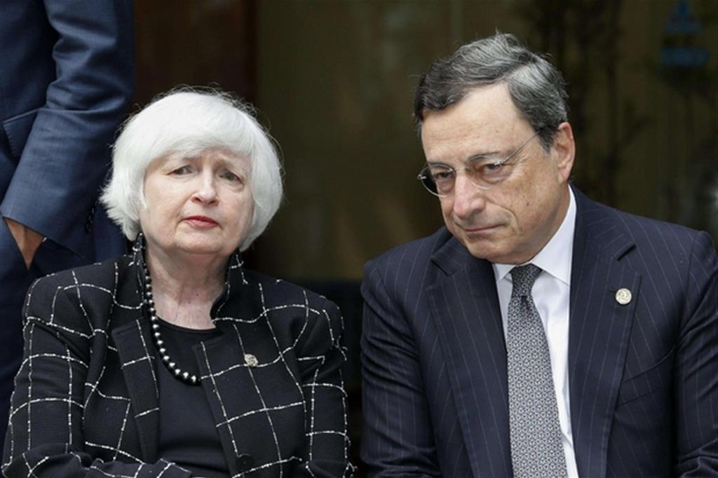 Janet Yellen, Fed, e Mario Draghi, Bce (Ansa)