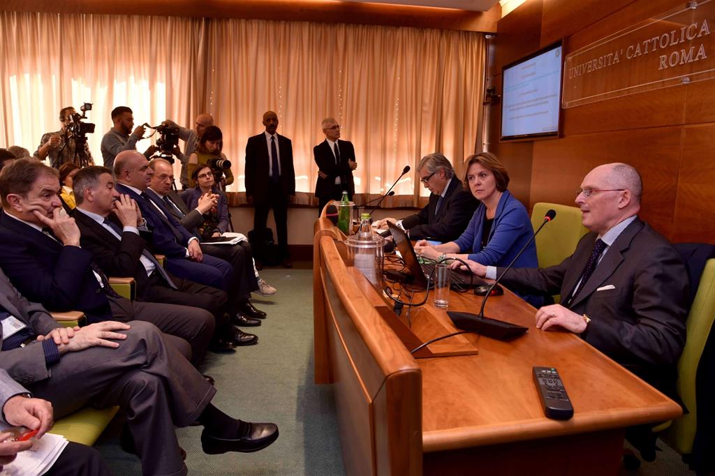 Un momento della conferenza stampa di presentazione del rapporto Osservasalute al Gemelli