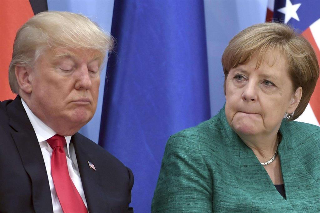 Trump e Merkel al G20 di Amburgo (Ansa)