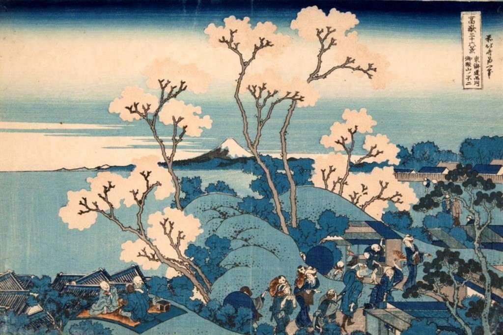 "Il Fuji da Gotenyama presso Shinagawa sul Tōkaidō",  dalla serie Trentasei vedute del monte Fuji, 1830-1832 circa - 