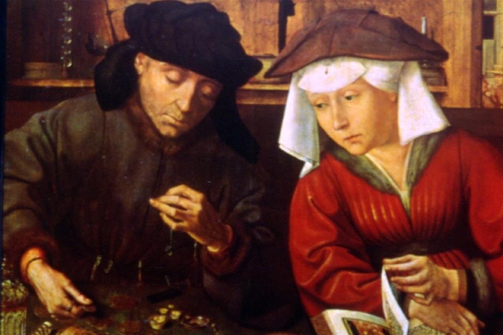 “Cambiavalute con la moglie”, 1514, di Quentin Metsys (Parigi, Museo del Louvre) (Fototeca)
