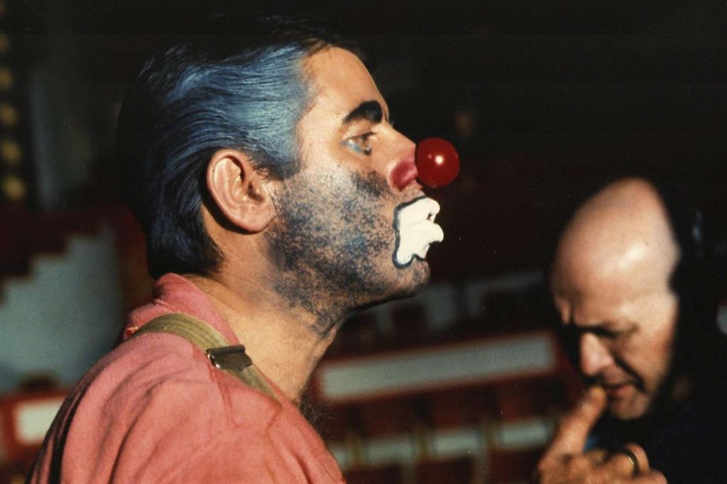 Una delle poche immagini dal set del film "The day the clown cried" di Jerry Lewis, 1972, mai uscito per volontà del regista