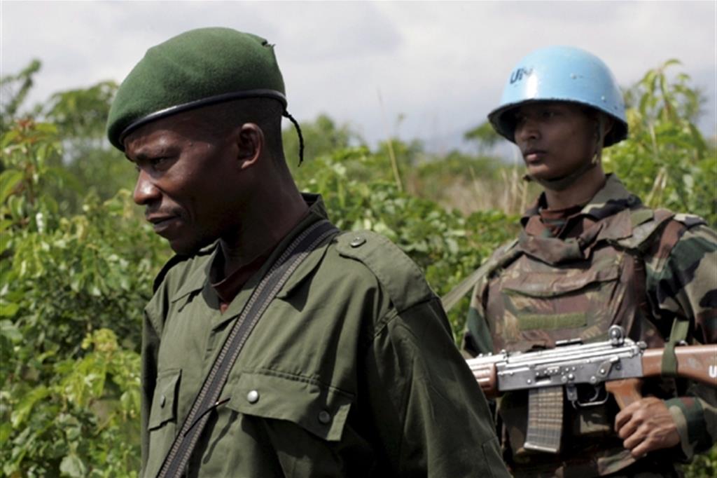 Caschi blu dell'Onu nella regione di Uvira nell'Est della Repubblica democratica del Congo (Ansa)