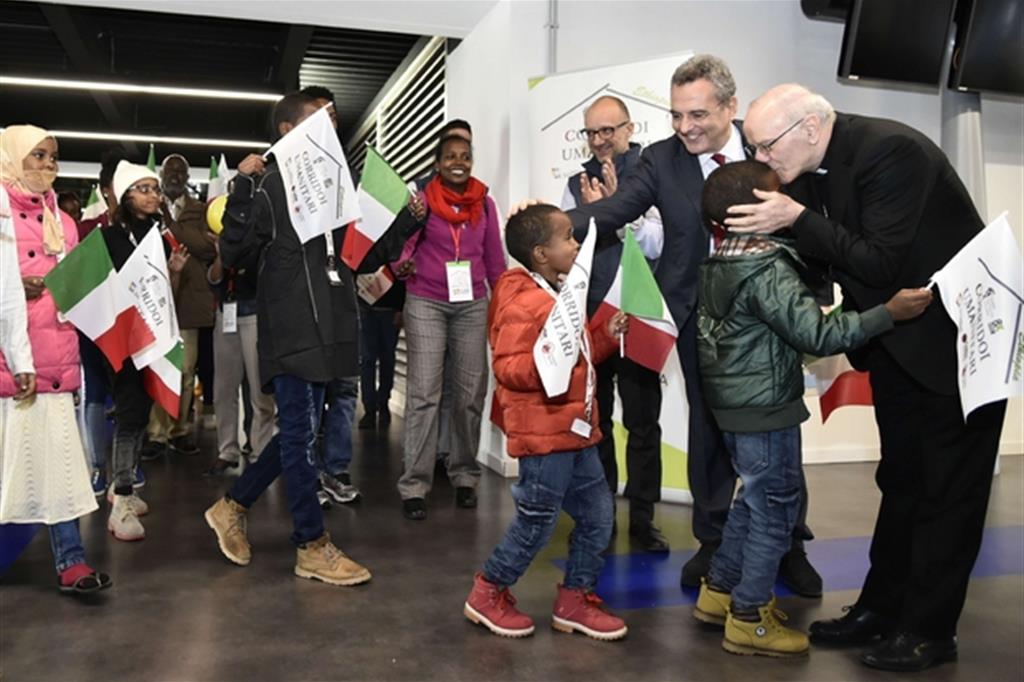 Il primo gruppo di profughi arrivati dall'Etiopia in Italia attraverso i corridoi umanitari (Siciliani)