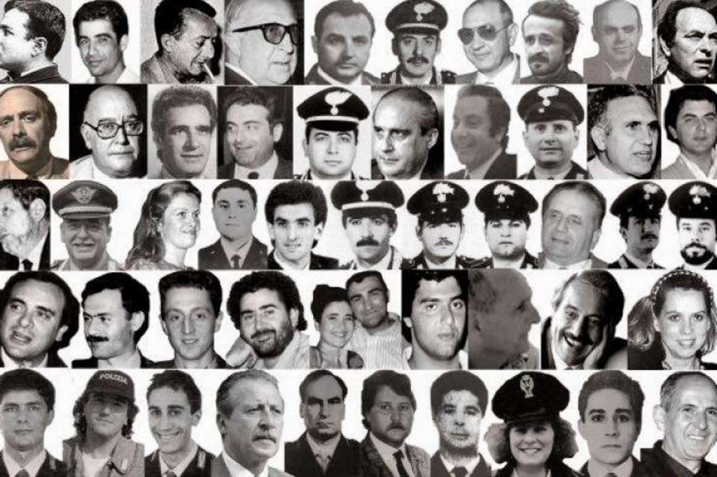 Un collage con le foto di alcune delle vittime di mafia